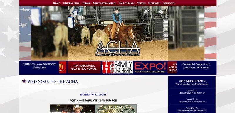 ACHA Cutting website built by Aggieland Website Design