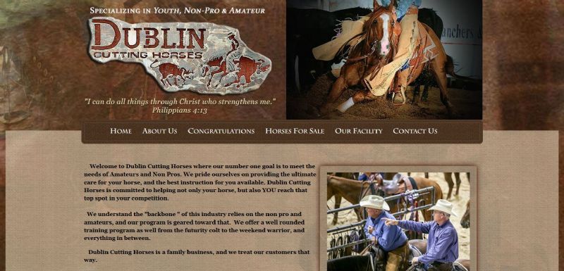 Dublin Cutting Horses website built by Aggieland Website Design