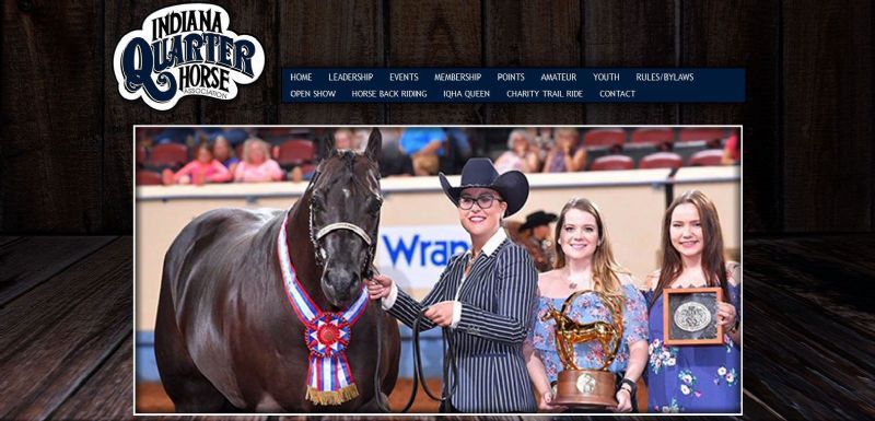 Indiana Quarter Horse Association website built by Aggieland Website Design