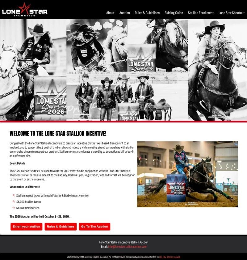 Lone Star Stallion Incentive Stallion Auction website built by Aggieland Website Design