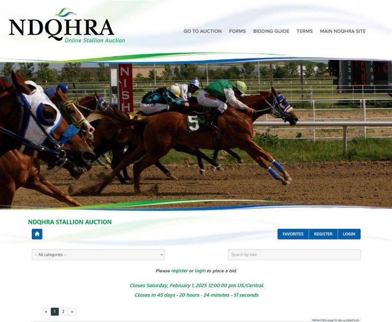 North Dakota Quarter Horse Racing Association Stallion Auction website built by Aggieland Website Design