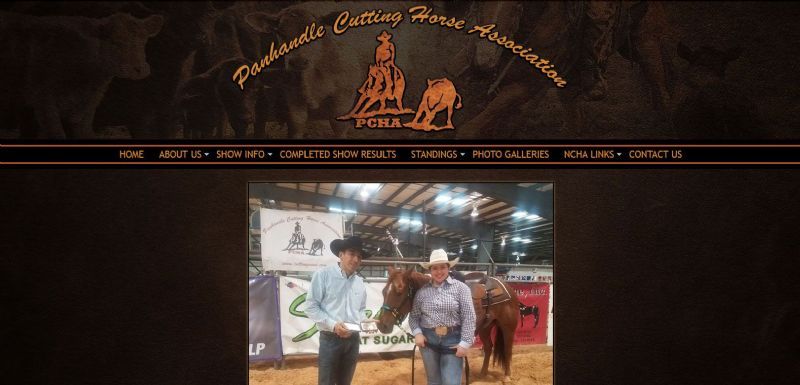 Panhandle Cutting Horse Association website built by Aggieland Website Design