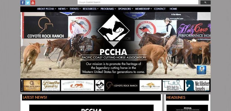 Pacific Coast Cutting Horse Association website built by Aggieland Website Design