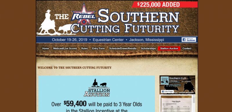 Southern Cutting Futurity website built by Aggieland Website Design