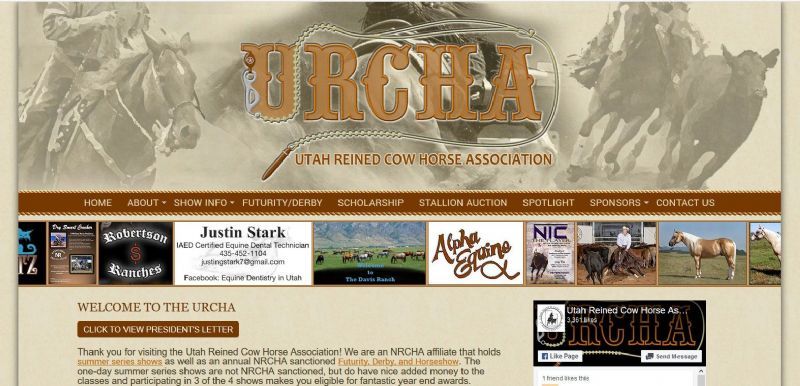 Utah Reined Cowhorse Association website built by Aggieland Website Design