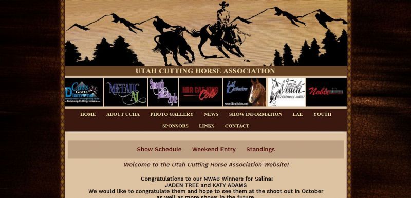 Utah Cutting Horse Association website built by Aggieland Website Design